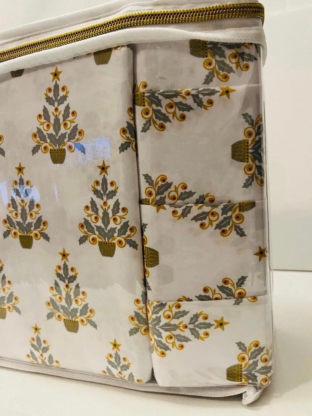 Lenox Queen Size 6 Piece Sheet Set Christmas Trees White Yellow Gray Green Red